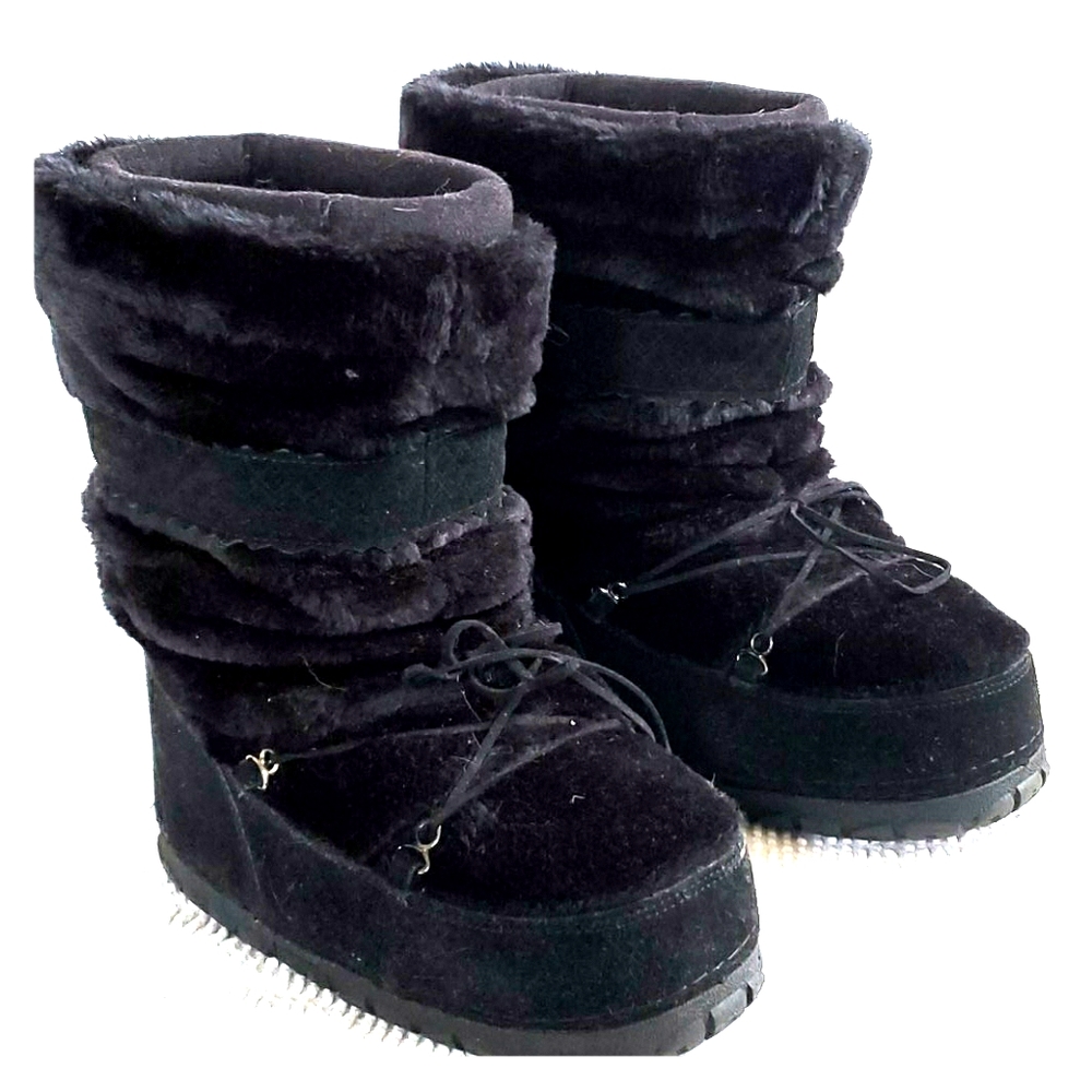 KHOMBU MOONBOOTS BLACK FAUX FUR
